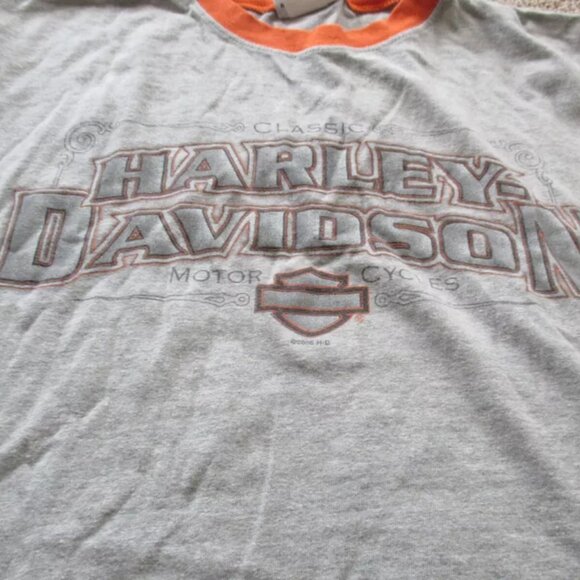 Harley Davidson Gray & Orange Shirt, Short Sleeved, Large, Greensboro NC - Picture 2 of 4